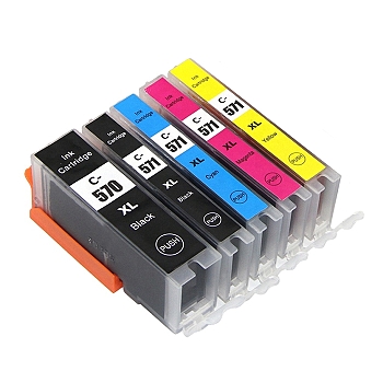 Obrazek Canon 571 XL 570XL+571XL-MULTIPACK kompatibilní inkoustová kazeta, barva náplně azurová/purpurová/žlutá/černá
