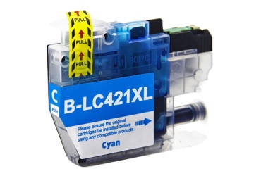 Obrazek Brother LC-421 LC421C kompatibilní inkoustová kazeta, barva náplně azurová, výtěžnost cartridge 600 stran