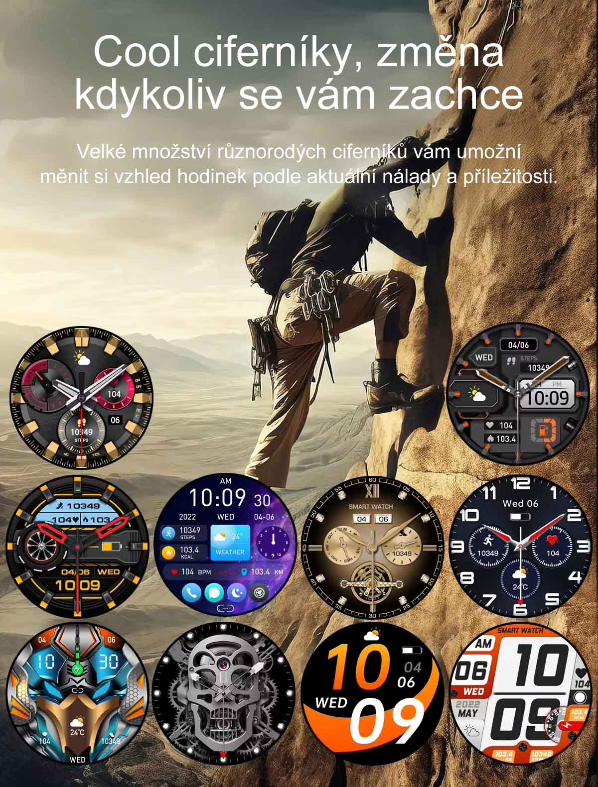 Chytré hodinky smart watch v češtině, s telefonováním, krokoměrem, oxymetrem, měřením tepu, tlaku, PW-165, černé s černým páskem